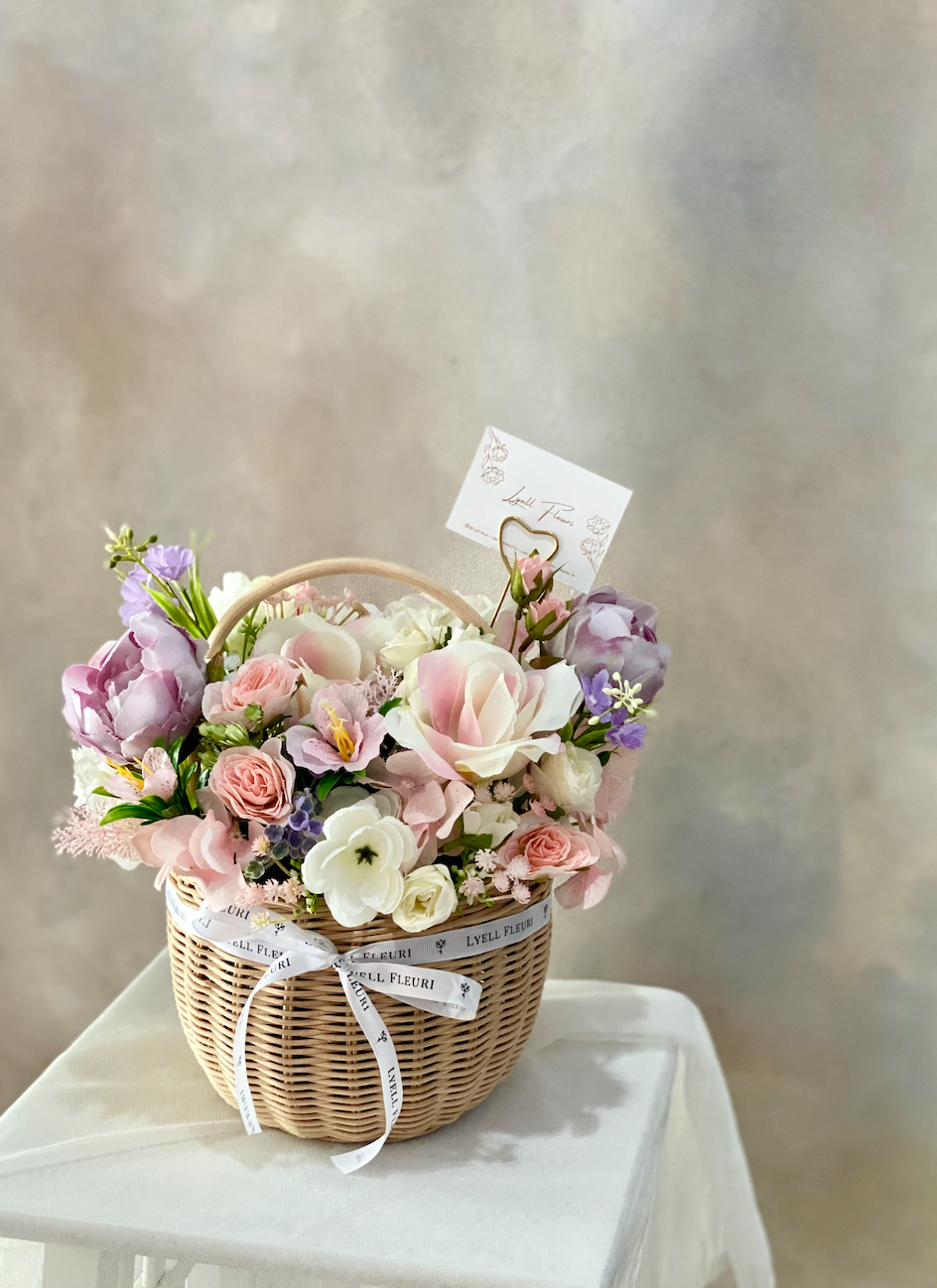 Omakase Artificial Flower Round Basket