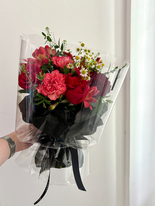 Fiery Red Round Bouquet