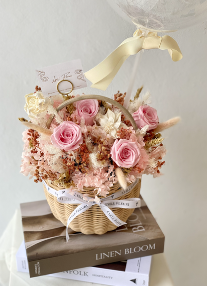 Omakase Preserved Rose Round Basket