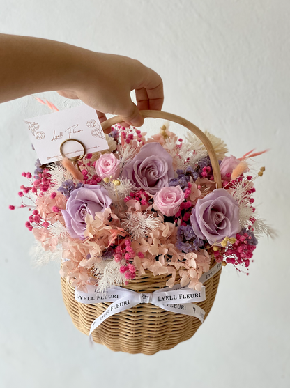 Omakase Preserved Rose Round Basket