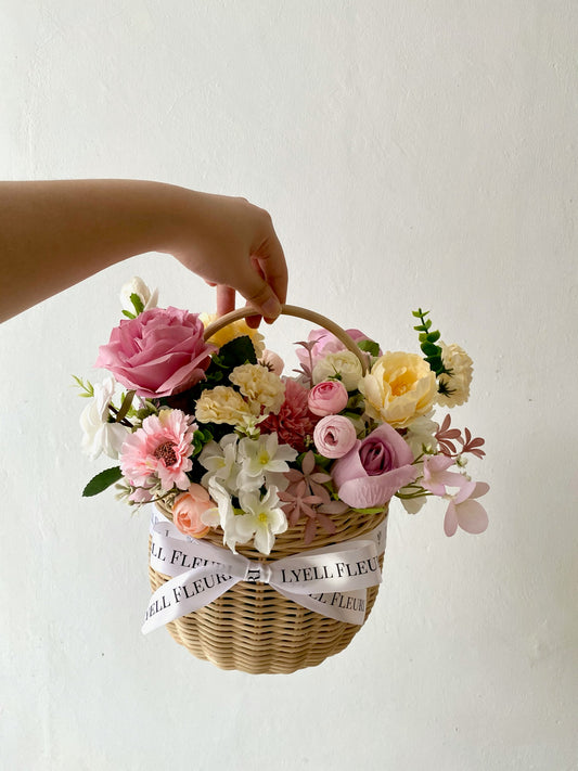 Omakase Artificial Flower Round Basket